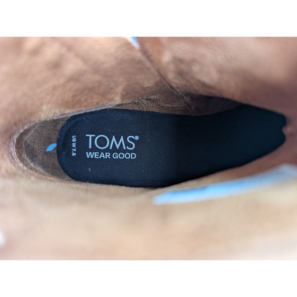 TOMS Rya Boots Tan LEATHER Platform Block Heel NWT Size W7. 5 - Picture 10 of 14